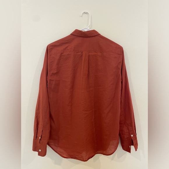 Everlane orange cotton button-up shirt size 2 - Picture 2 of 4